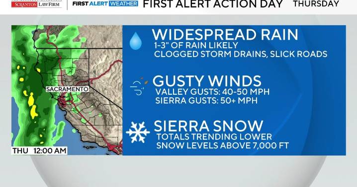 Atmospheric river to soak Sacramento Valley, drop snow at higher Sierra elevations