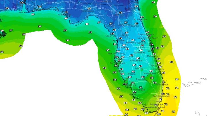 Cold front moving into Florida, sending temps down for Thanksgiving