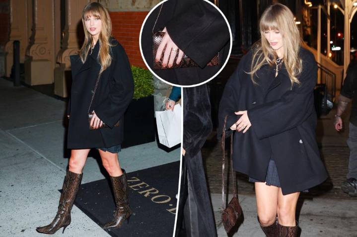 Taylor Swift’s snake-print Stella McCartney boots and bag are made from mushrooms