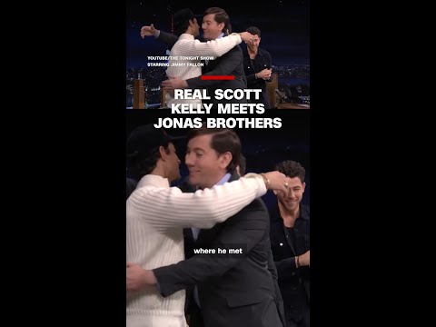 Real Scott Kelly meets Jonas Brothers on Tonight Show