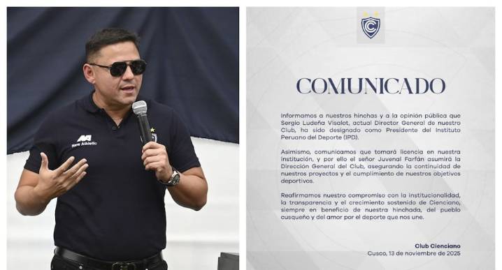 Sergio Ludeña es el nuevo presidente del Instituto Peruano del Deporte Cienciano últimas