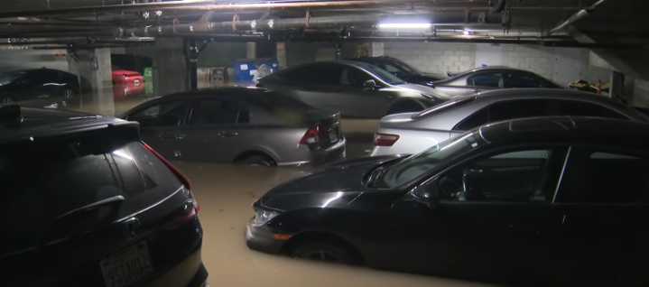 Storm Flooding in Palms Submerges Dozens of Cars in Underground Garage