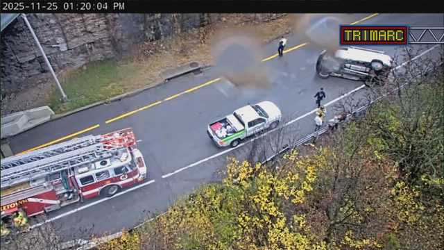 Traffic Alert: overturned vehicle on ramp to I