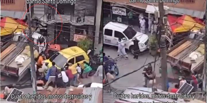 Grúa sin frenos en barrio santo domingo de Medellín dejó 4 heridos, varios vehículos impactados y una casa destruida