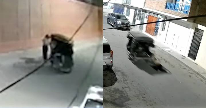 Chiclayo: Tres sujetos en mototaxi arrastran y golpean a un mujer tras robarle su celular