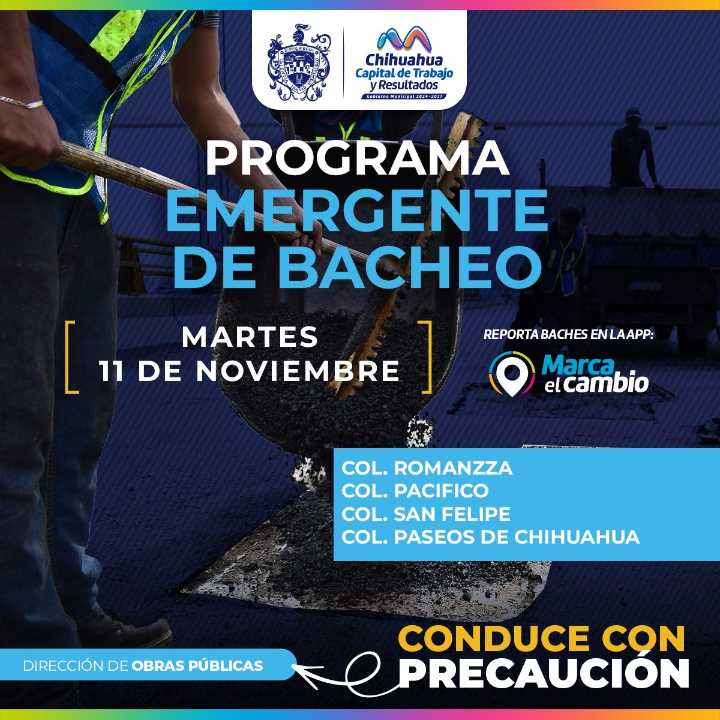 Bacheo del Municipio estará en 4 sectores hoy