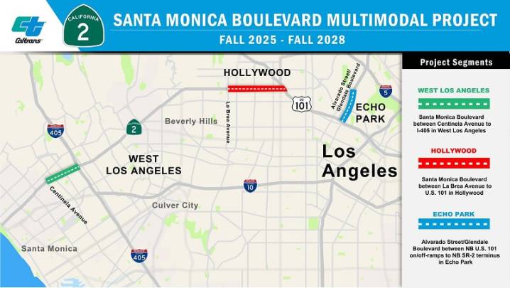 Caltrans to Close Lanes, Restrict Parking on State Route 2 in West Los Angeles