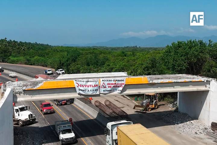 Seidum alerta por cortes parciales a la circulación en autopista Colima-Manzanillo, por retiro de trabes en puente Cuyutlán