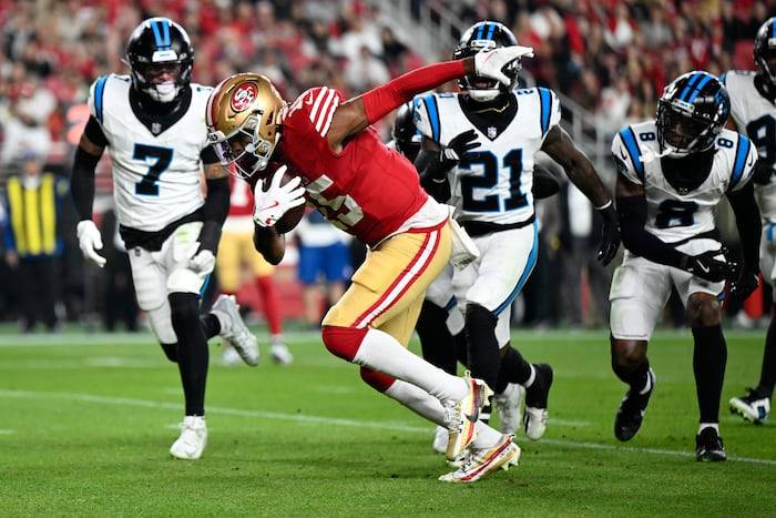 Jauan Jennings throws punch at Tre'Von Moehrig after cheap shot in 49ers' win over Panthers
