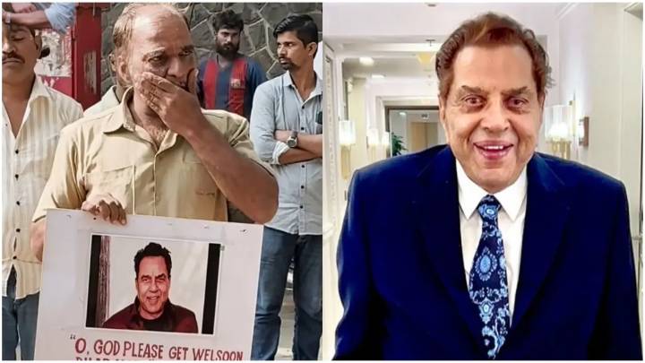 Dharmendra’s fan spotted crying outside the actor’s home after his discharge; Watch