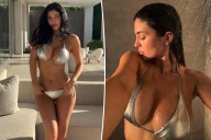 Kylie Jenner models silver lamé bikini ahead of the winter holidays