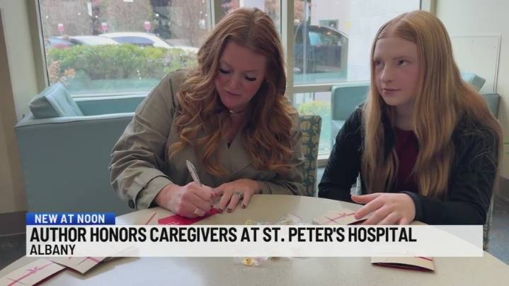 Author paying it forward to caregivers at St. Peter's Hospital