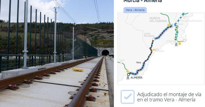 ADIF adjudica el montaje de 68 kilómetros de vías de alta velocidad entre Vera y Almería