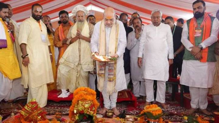 Amit Shah, Nitish Kumar Lay Foundation Stone for Sita Mata Temple India News