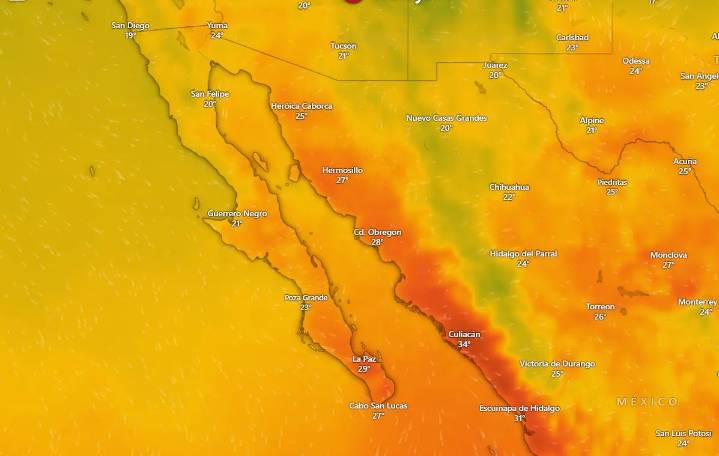 Clima en La Paz y Los Cabos sábado 29 noviembre 2025