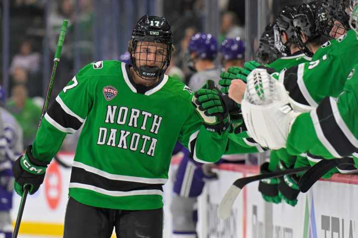 UND freshman Cole Reschny showing value on both sides of the ice