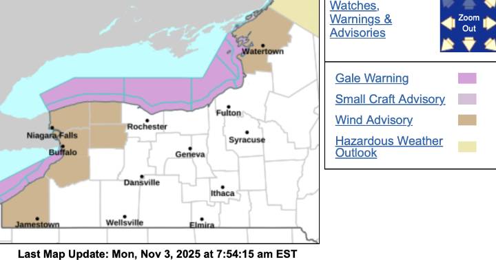 Wind advisory in effect for Genesee and Orleans counties