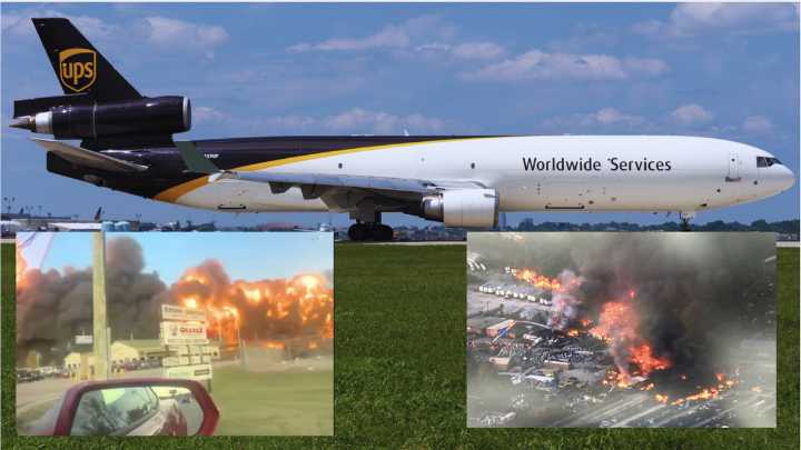 IMPACTANTE: Cubanos captan el instante en que un avión de UPS explota tras despegar en Kentucky