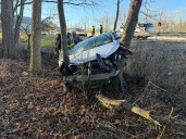 Car Slams Into Trees On NYS Thruway In Woodbury: 3 Injured