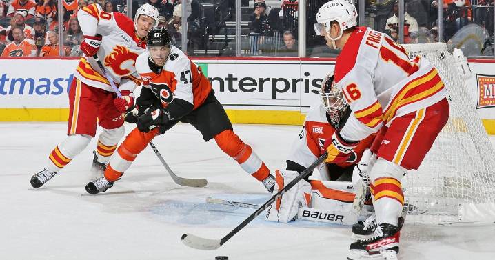 Philadelphia Flyers drop second straight game in loss to Flames as Jonathan Huberdeau scores 2 goals