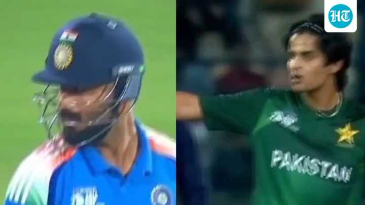 Naman Dhir stares back after Pakistan spinner hurls mouthful and gives send