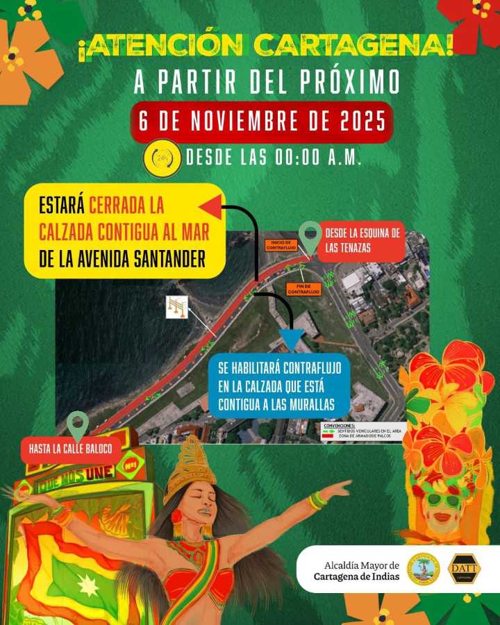 DATT implementará contraflujo en la Avenida Santander por montaje de palcos del Bando