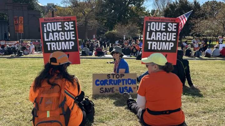 Protestan en Washington al Grito de “Que Se Largue Trump” Tras Victoria Demócrata en Comicios
