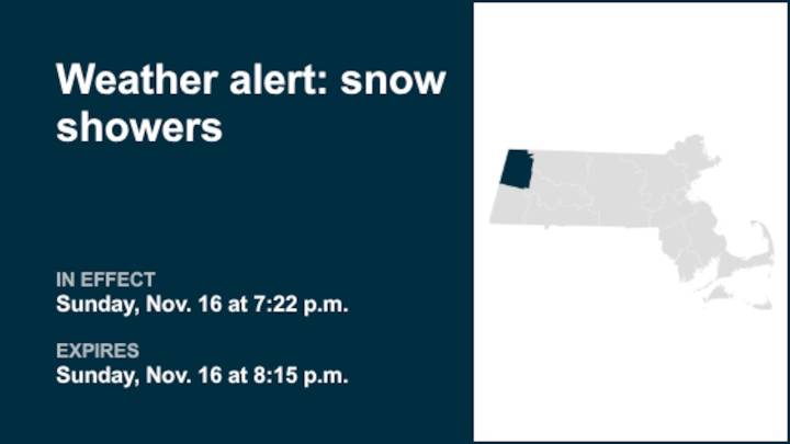 Weather alert announced for snow showers in Berkshire County Sunday evening