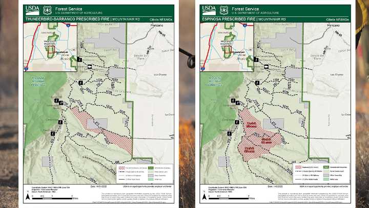 Incendios programados en el bosque Cibola, cerca de Albuquerque