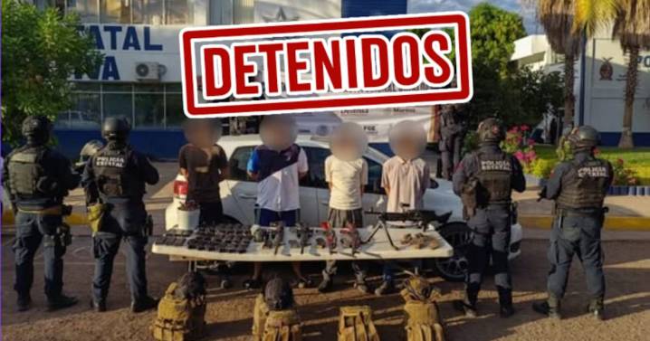 Tras operativo en Culiacán, aseguran a cuatro civiles armados con fusiles, ametralladora y equipo táctico