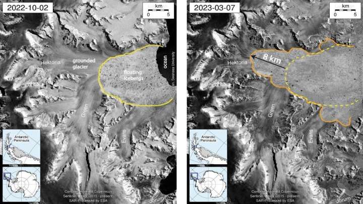 Un glaciar colapsa en la Antártida en solo dos meses, un suceso inédito en 15.000 años