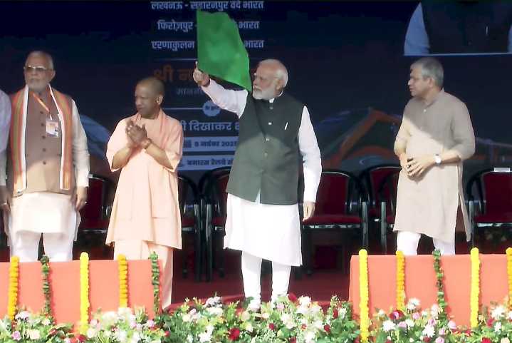 PM Modi Flags Off 4 Vande Bharat Trains from Varanasi
