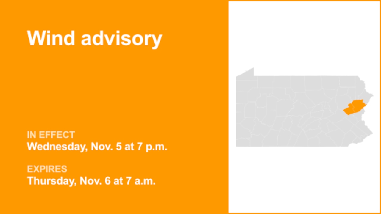 Wind advisory in place for Carbon and Monroe counties until Thursday morning
