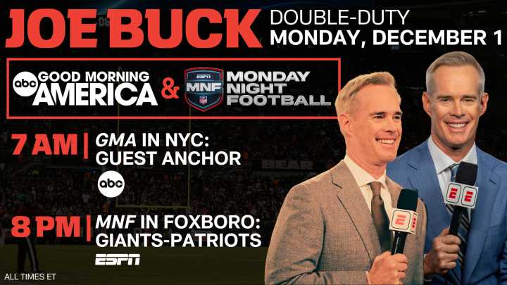 Good Morning and Good Night: Joe Buck to Guest Anchor GMA and Call Monday Night Football on December 1