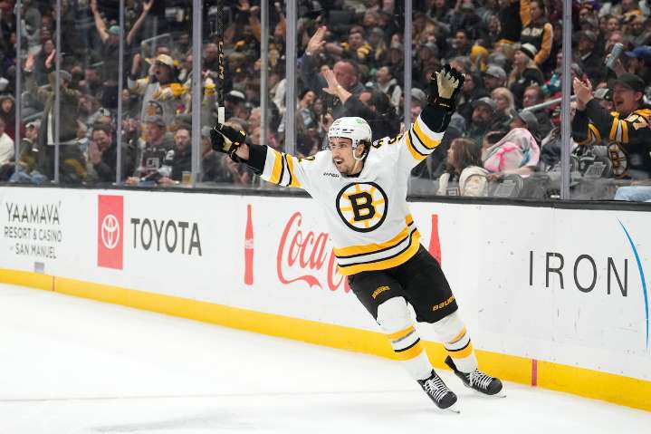 Morgan Geekie blasts Bruins past Kings in overtime