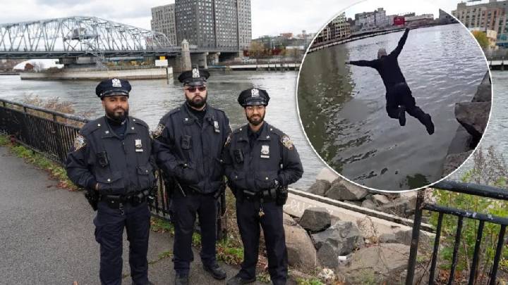 Tres policías rescatan a una adolescente que cayó a las heladas aguas del Río Harlem