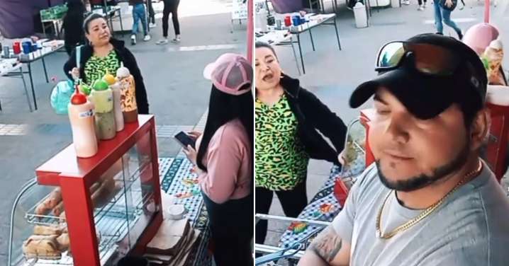 Mujer destruye puesto de comida de extranjeros por regalar alimentos a personas en situación de calle