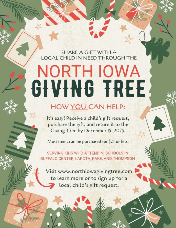 North Iowa Giving Tree Launches Annual Holiday Gift Program for Local Kids in Need