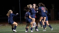 Norah Wouters Almeida nets the winner as Cold Spring Harbor wins its second straight girls soccer Nassau Class B title