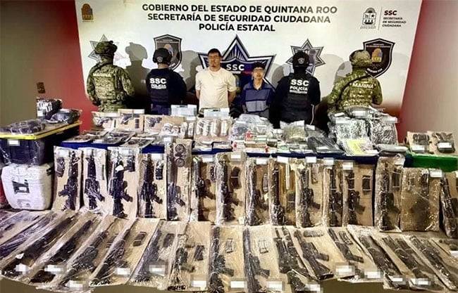 Caen dos presuntos integrantes del CJNG con arsenal en Cancún