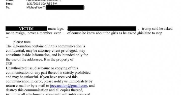 Epstein aseguró en un correo que Trump sabía de sus conductas inapropiadas