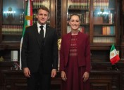 Claudia Sheinbaum recibe a Emmanuel Macron en Palacio Nacional