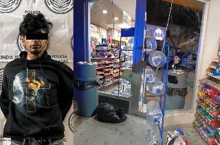 Rompe cristales de un Oxxo y termina detenido