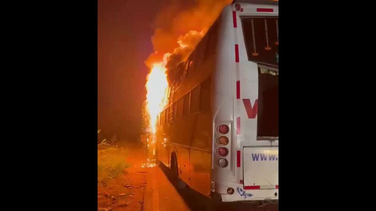 Video: Bus catches fire on Hyderabad