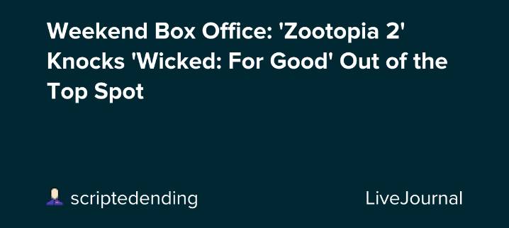 Weekend Box Office: 'Zootopia 2' Knocks 'Wicked: For Good' Out of the Top Spot: ohnotheydidnt