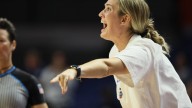 Kelly Rae Finley gives opening statement after Florida women's basketball's opening win over UNF