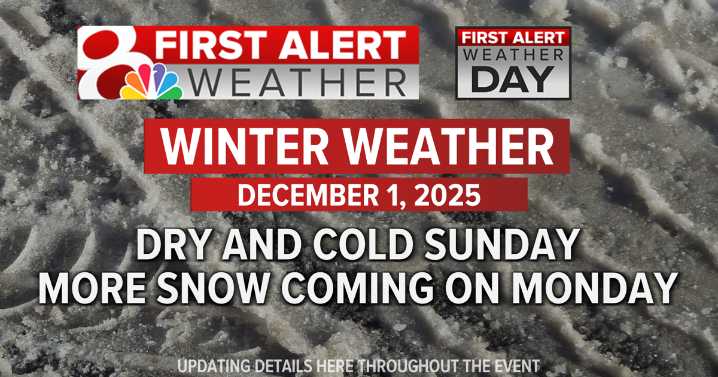 First Alert Weather Day: Cold Sunday, snow on Monday