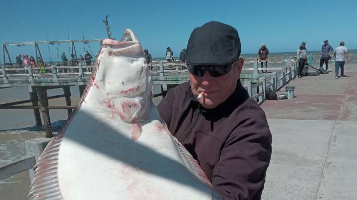 Un lenguado de 12 kilos sorprendió en el Muelle de Santa Teresita