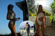 Victorias Secret model Rosie Huntington Whiteley shows off abs in new swimsuit photos