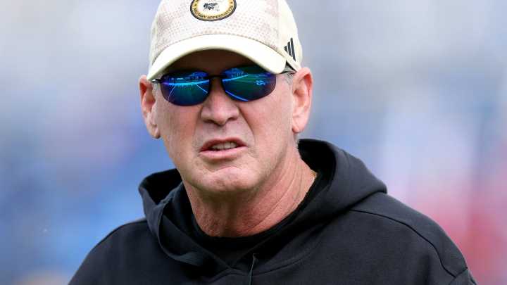 Kansas football coach Lance Leipold reacts to targeting call vs OSU